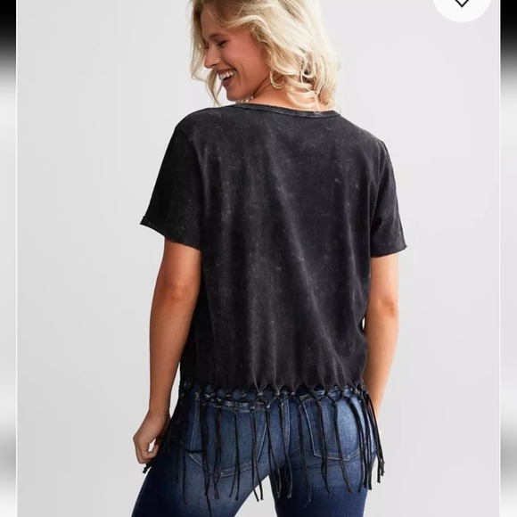 Affliction NWT Black Rock & Rodeo Fringe Top - Picture 2 of 6